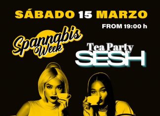 TeaPartySesh en Barcelona: Evento exclusivo en WeedYou durante Spannabis 2025 Cartel con la informacion sobre la próxima TeaPartySesh y los logos de las empresas colaboradoras